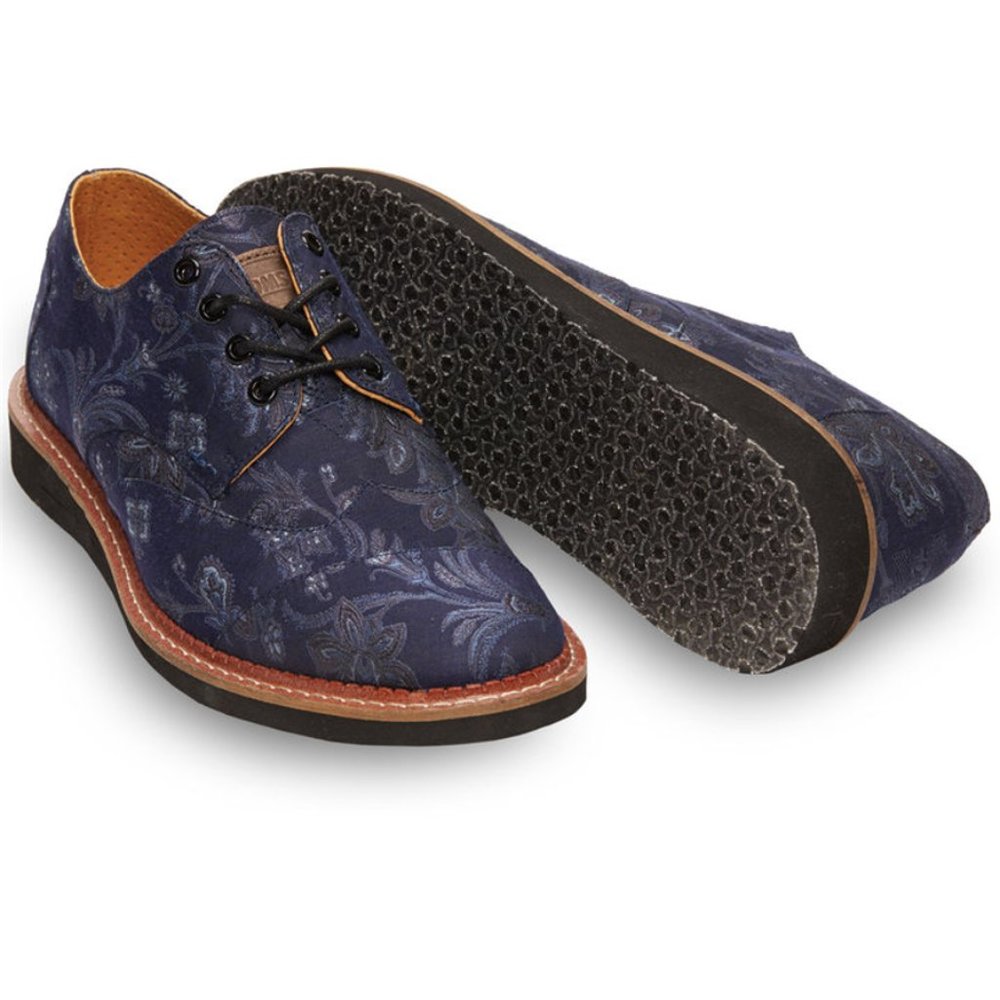 Toms Indigo blue floral paisley brogues lace-up shoes NWOT